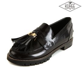 [KUHEE] 2cm Shame Loafers (6712) BK-Women's Loafers Formal Shoes Shoes Middle Heel Handmade Shoes-Made in Korea